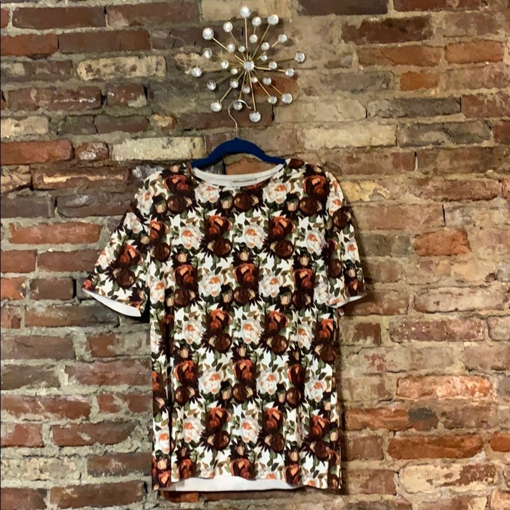 Zara floral velvet shirt